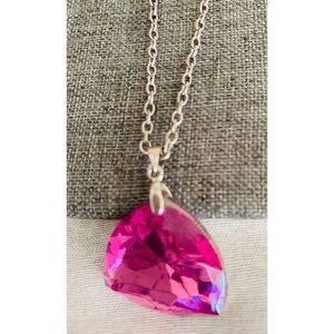 Necklace with Bright Pink  Colored Pendant/Charm